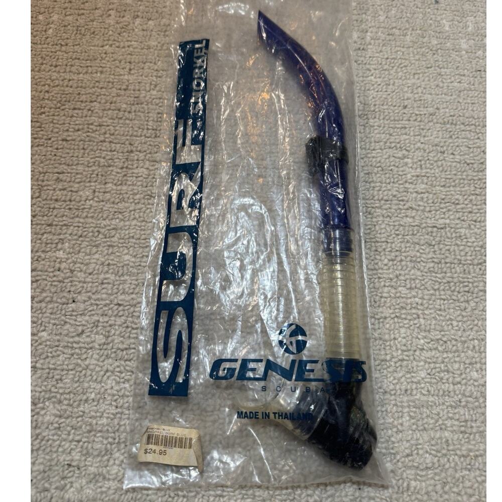 Genesis Surf Super Flex Scuba Diving Snorkel Open Top Blue Silicone Purge